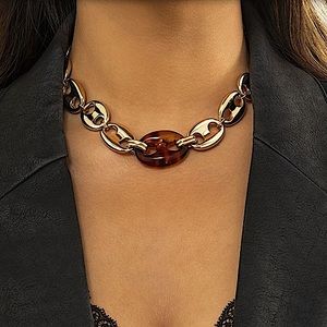 Gold Mariner Pignose Coffee Bean Exaggerated Statement Necklace